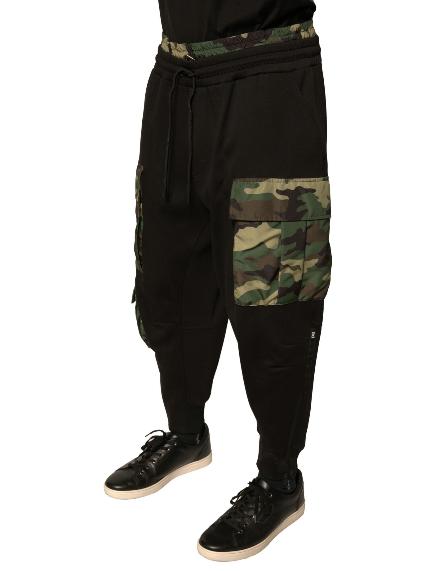 Dolce &amp; Gabbana – Schwarze Jogginghose aus Baumwolle mit Camouflage-Muster