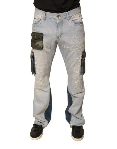 Dolce &amp; Gabbana Hellblaue Cargo-Jeans aus Baumwolle mit geradem Schnitt