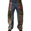 Dolce &amp; Gabbana Blaue Patchwork-Jeans aus Baumwolle mit geradem Schnitt
