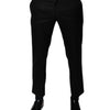 Dolce & Gabbana Black Wool Tapered Formal Dress Pants