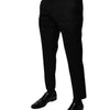 Dolce & Gabbana Black Wool Tapered Formal Dress Pants
