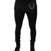 Dolce & Gabbana Black Horseshoe Embellished Wool Slim Fit Pants