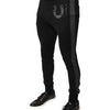Dolce & Gabbana Black Horseshoe Embellished Wool Slim Fit Pants