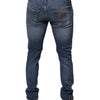 Dolce &amp; Gabbana – Blaue Skinny-Jeans aus zerfetztem Baumwollstretch