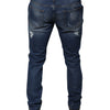 Dolce & Gabbana Blue Cotton Tattered Skinny Denim Jeans