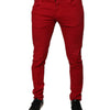 Dolce & Gabbana Red Crown Logo Cotton Skinny Denim Jeans