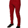 Dolce & Gabbana Red Crown Logo Cotton Skinny Denim Jeans