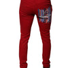 Dolce & Gabbana Red Crown Logo Cotton Skinny Denim Jeans
