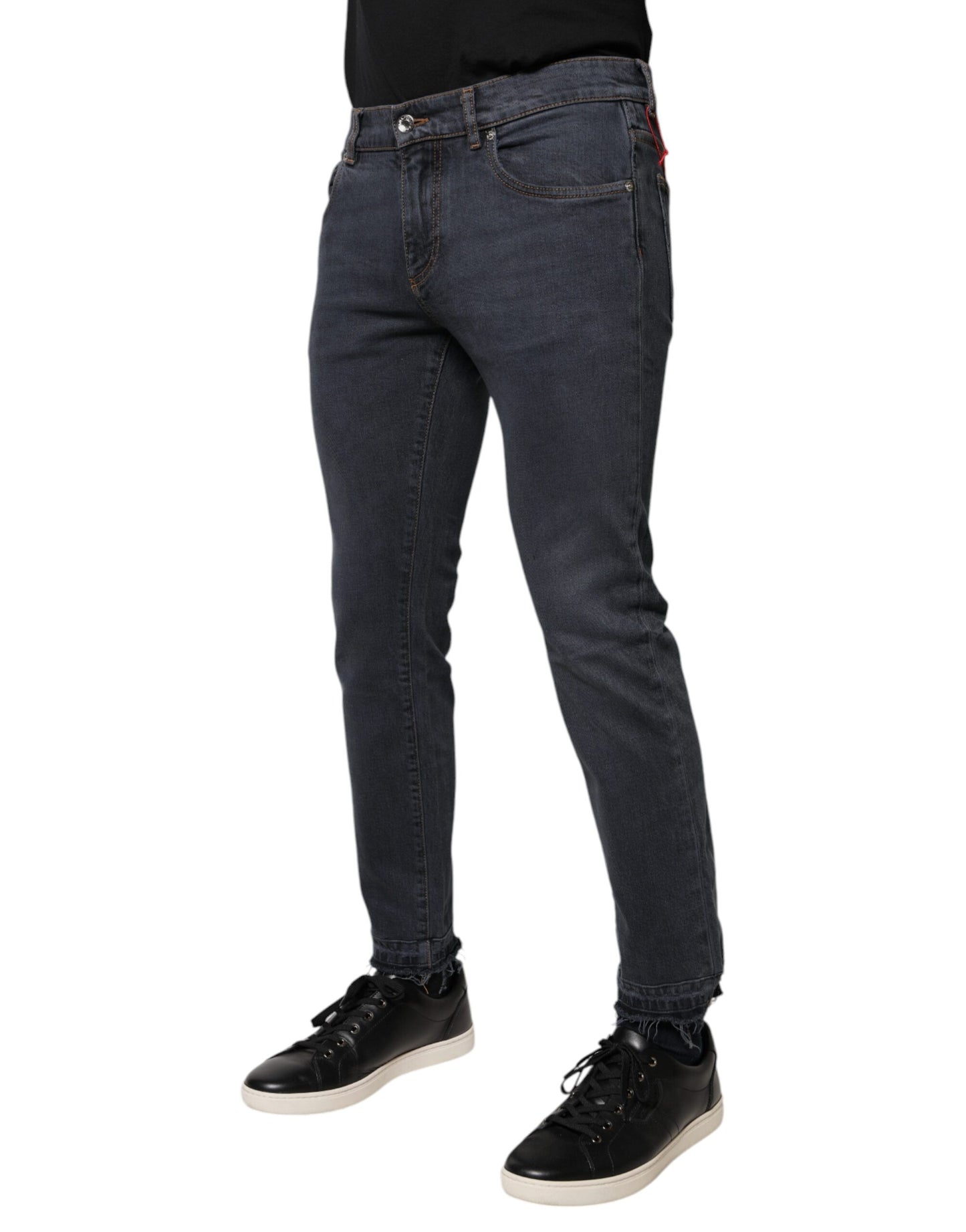 Dolce &amp; Gabbana Dunkelgraue Skinny-Jeans aus Baumwolle