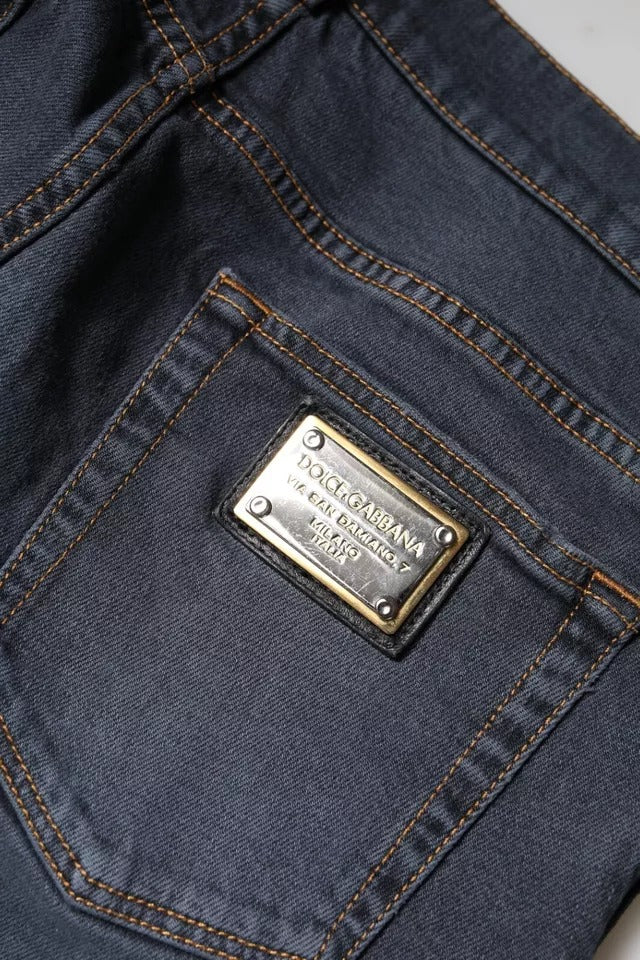 Dolce &amp; Gabbana Dunkelgraue Skinny-Jeans aus Baumwolle