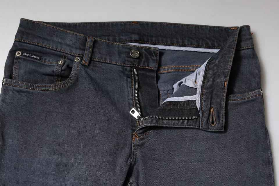 Dolce &amp; Gabbana Dunkelgraue Skinny-Jeans aus Baumwolle