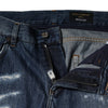 Dolce & Gabbana Blue Cotton Tattered Skinny Denim Jeans