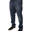 Dolce & Gabbana Dark Blue Cotton Logo Skinny Denim Jeans