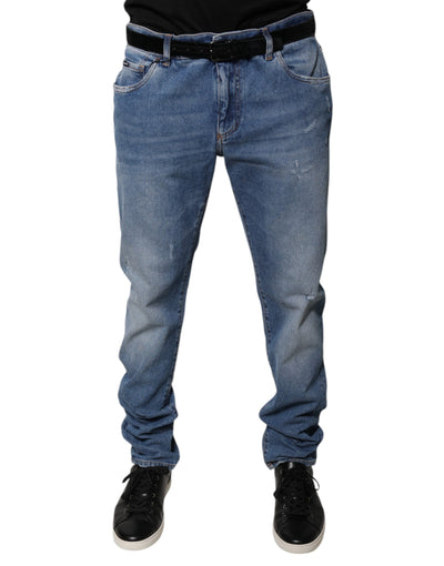 Dolce &amp; Gabbana Hellblaue Skinny-Jeans aus Baumwolle für Herren