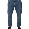 Dolce & Gabbana Blue Cotton Logo Men Loose Denim Jeans