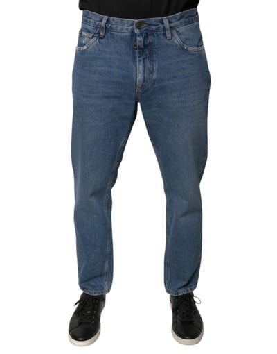 Dolce &amp; Gabbana Blaue Herren-Jeans mit Logo aus Baumwolle