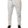 Dolce & Gabbana White Color Splash Print Skinny Denim Jeans