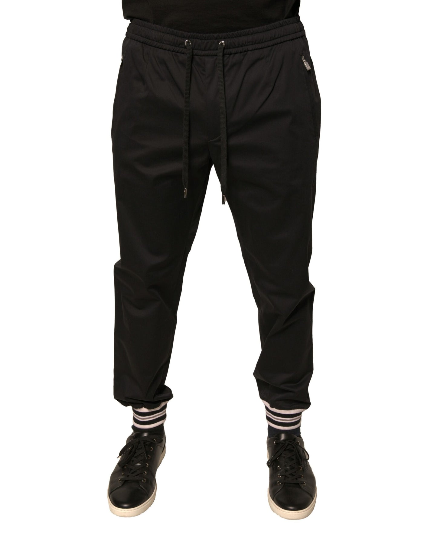 Dolce &amp; Gabbana – Schwarze Jogginghose aus Baumwollstretch