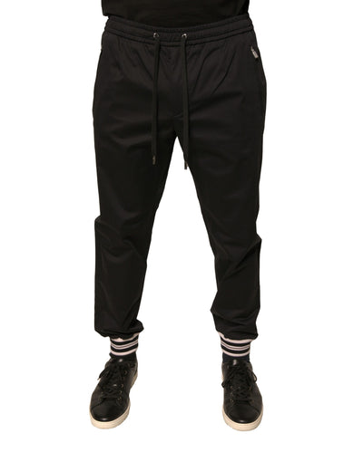 Dolce &amp; Gabbana – Schwarze Jogginghose aus Baumwollstretch