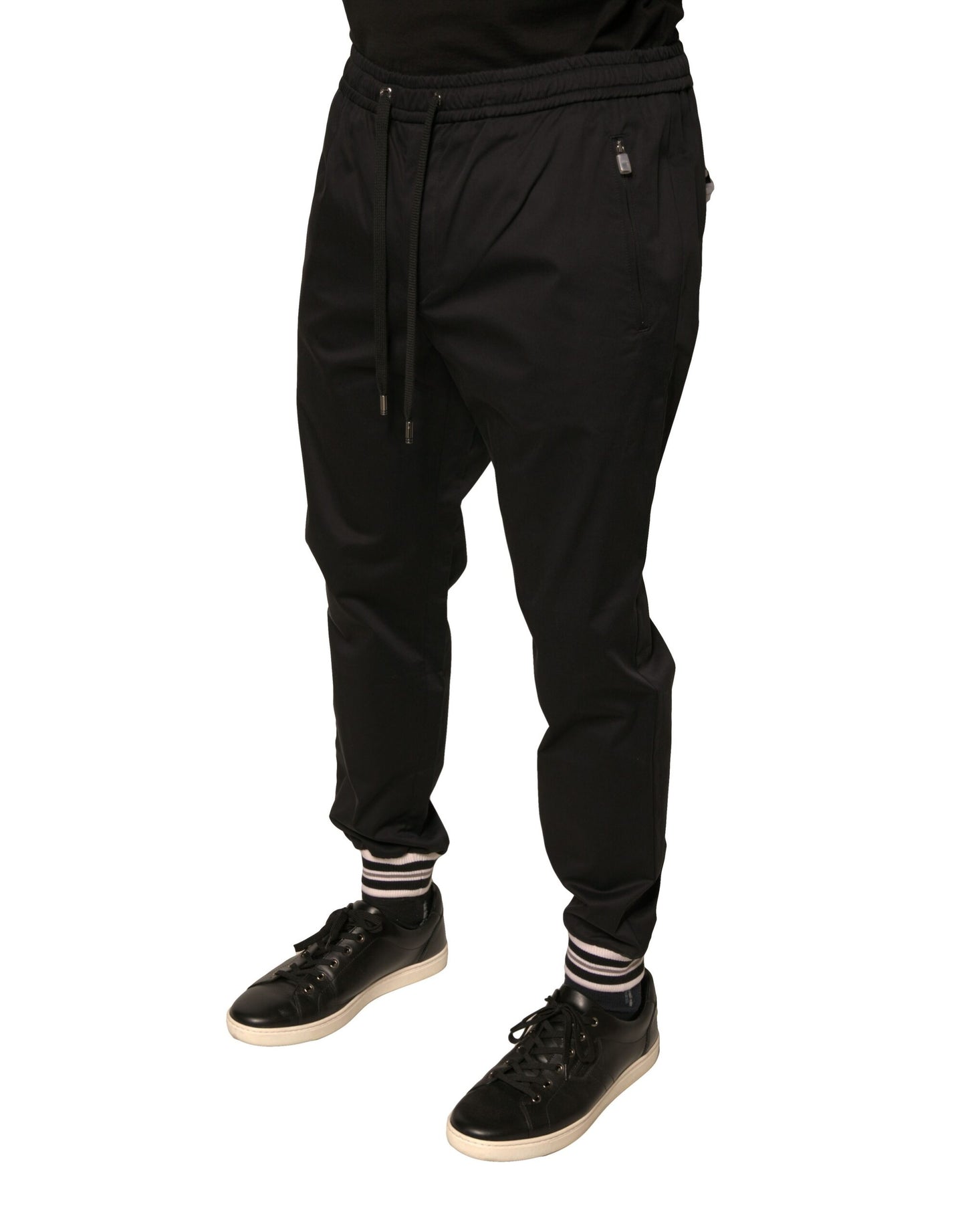 Dolce &amp; Gabbana – Schwarze Jogginghose aus Baumwollstretch