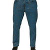 Dolce & Gabbana Blue Logo Cotton Stretch Skinny Denim Jeans