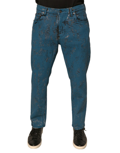 Dolce &amp; Gabbana – Blaue Skinny-Jeans aus Baumwollstretch mit Logo