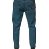 Dolce & Gabbana Blue Logo Cotton Stretch Skinny Denim Jeans