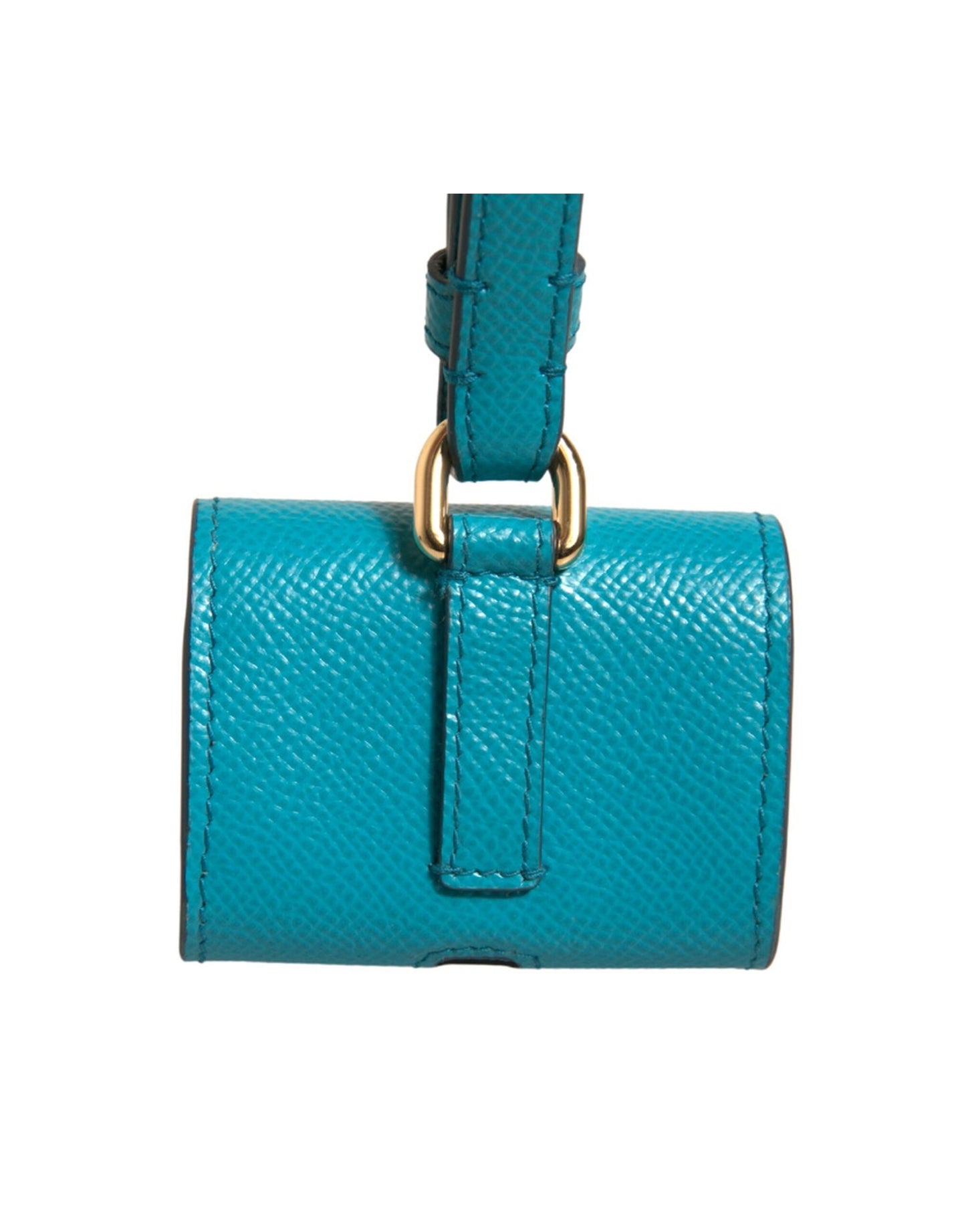 Dolce &amp; Gabbana – Airpods-Hülle aus Leder mit grünem Logo-Schild und goldenem Metallband