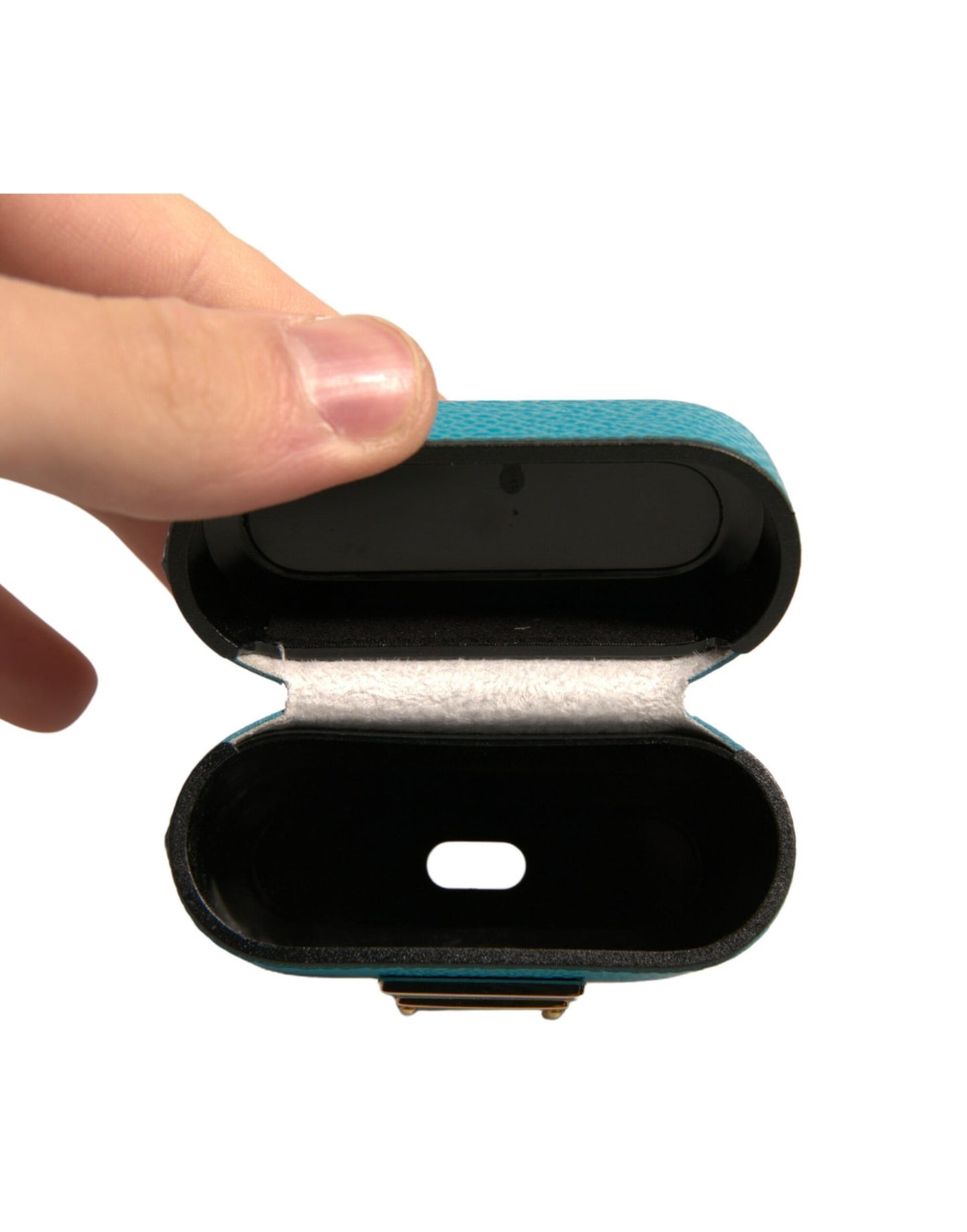 Dolce &amp; Gabbana – Airpods-Hülle mit Logo-Plakette aus grünem Leder und Metall