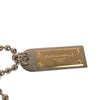 Dolce & Gabbana Silver Brass Chain Beaded Logo Plaque Keychain Keyring
