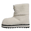 Dolce & Gabbana White Plush Logo Padded Mid Calf Boots Shoes