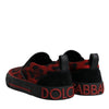 Dolce & Gabbana Red Black Leopard Cotton Men Low Top Sneakers Shoes