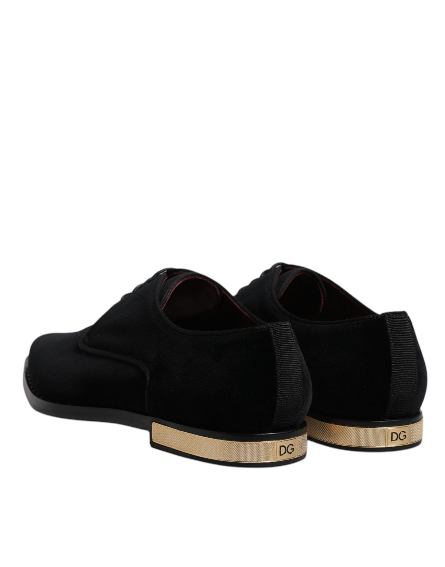 Dolce &amp; Gabbana – Derby-Schnürschuhe aus schwarzem Baumwollsamt