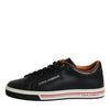 Dolce & Gabbana Black Leather Low Top Men Sneakers Shoes
