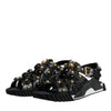 Dolce & Gabbana Black Leather Studded Slides Sandals Shoes