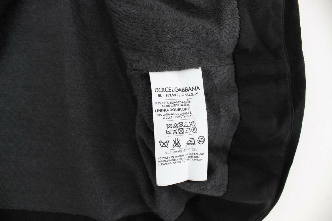 Dolce &amp; Gabbana Schwarze Seidenbluse mit Blumendruck