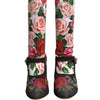 Dolce & Gabbana Black Floral Socks Crystal Boots Jersey Shoes