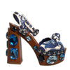 Dolce & Gabbana Multicolor Majolica Embellished Wedge Sandals Shoes