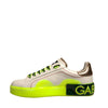 Baskets en cuir Portofino blanches et jaunes Dolce &amp; Gabbana
