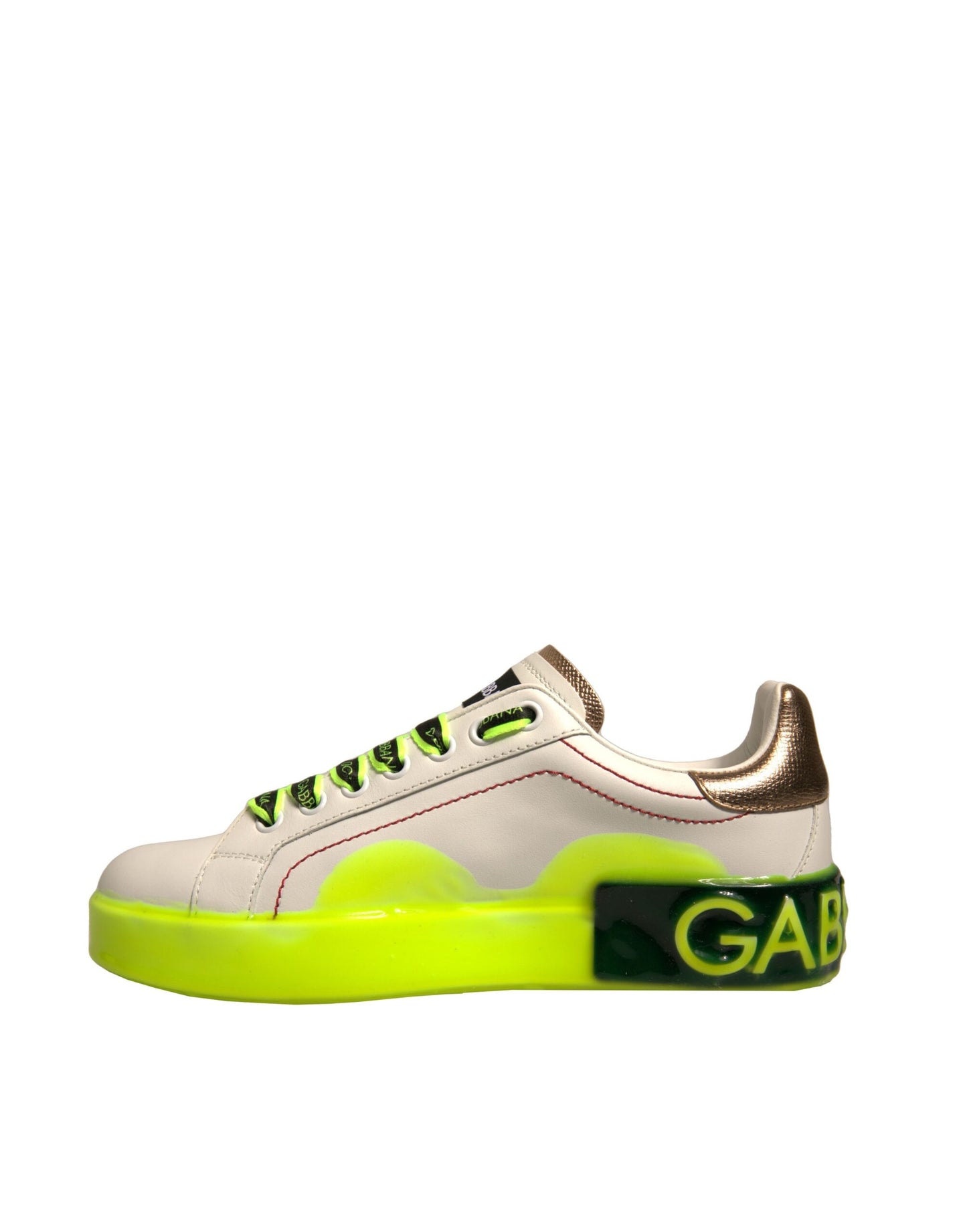 Baskets en cuir Portofino blanches et jaunes Dolce &amp; Gabbana