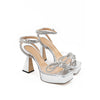 MACH & MACH Gray Leather Platform Sandals