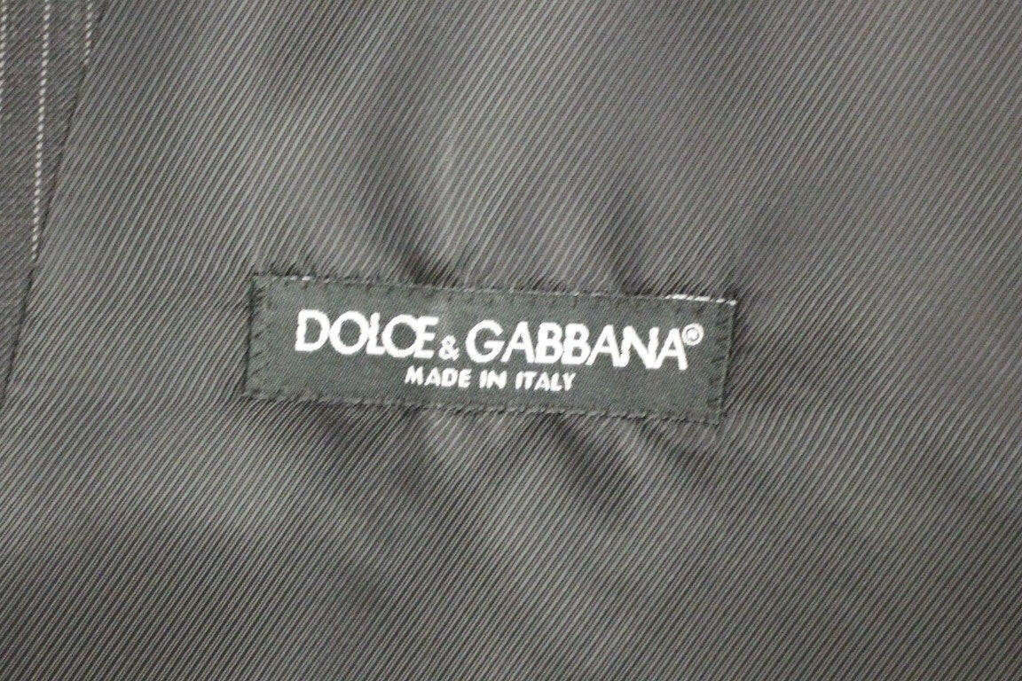 Dolce &amp; Gabbana Grau gestreifte einreihige Weste aus Wolle