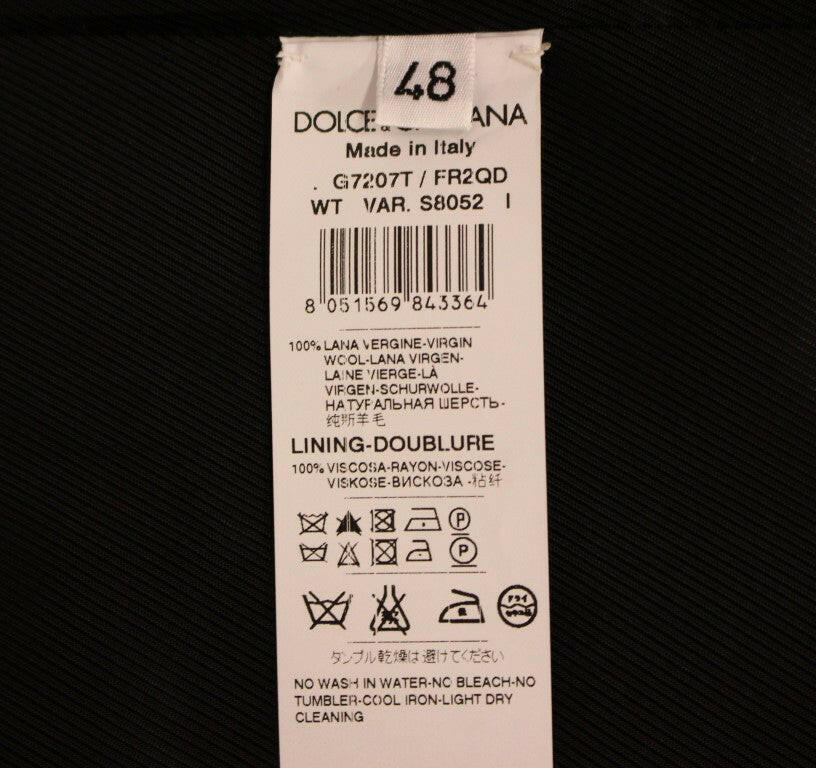 Dolce &amp; Gabbana Grau gestreifte einreihige Weste aus Wolle