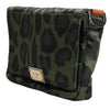 Dolce & Gabbana Green Nylon Leopard Print Shell Messenger Crossbody Bag