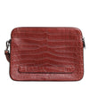 Sac porte-documents pour homme Dolce &amp; Gabbana en cuir croco bordeaux avec plaque logo