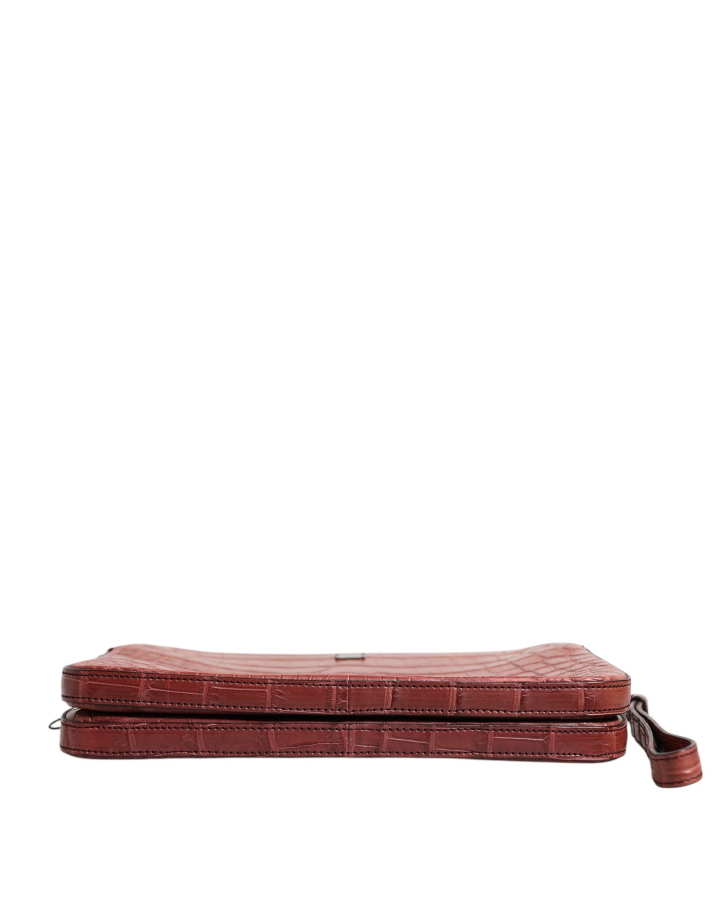 Sac porte-documents pour homme Dolce &amp; Gabbana en cuir croco bordeaux avec plaque logo