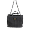 Dolce & Gabbana Black Large Knitted Crochet Shoulder Shopper DG Logo Bag
