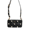 Dolce & Gabbana Black Leather Pearl Embellished Logo Shoulder Bag