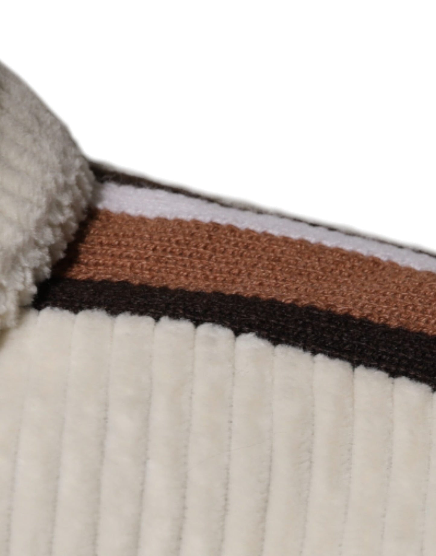 Veste zippée en velours côtelé de coton beige avec logo appliqué Dolce &amp; Gabbana