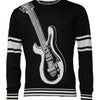 Dolce & Gabbana Black White Guitar Silk Crew Neck Sweater